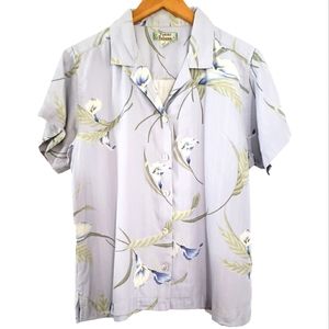 VGUC Tommy Bahama Silk Lily Printed Short Sleeve Button Up Shirt Top Size M